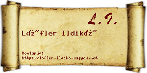Löfler Ildikó névjegykártya